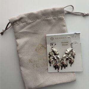 Kendra Scott Silver Savannah Feather Weight Earrings New